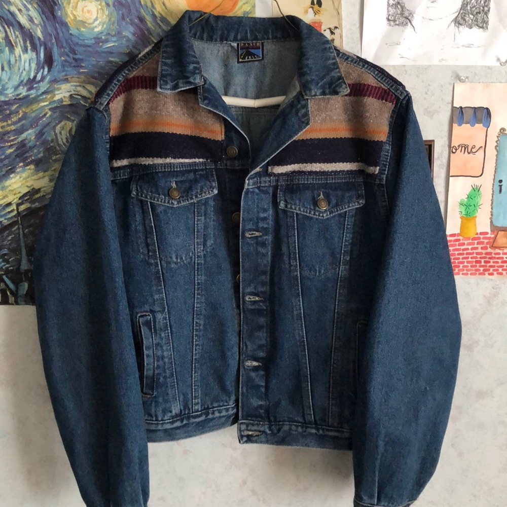 90s wool and denim jacket